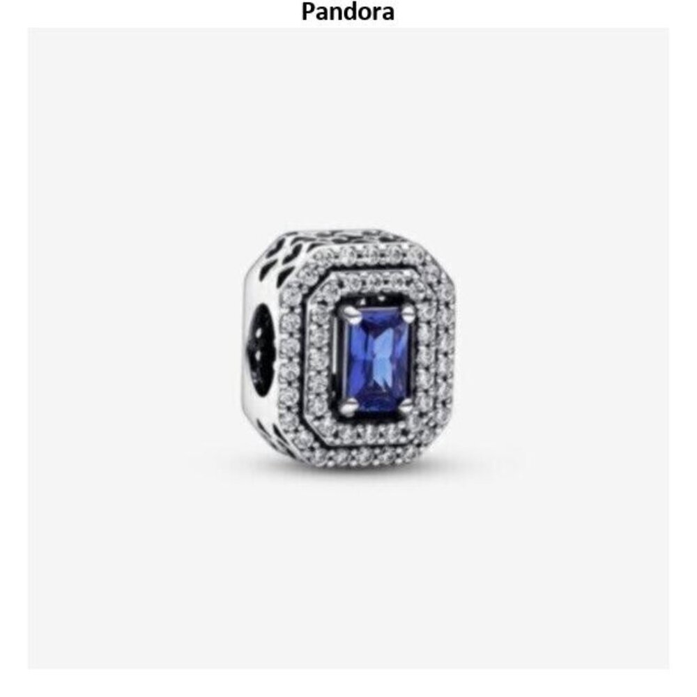 Pandora Blue Sparkling Leveled Rectangular Charm
